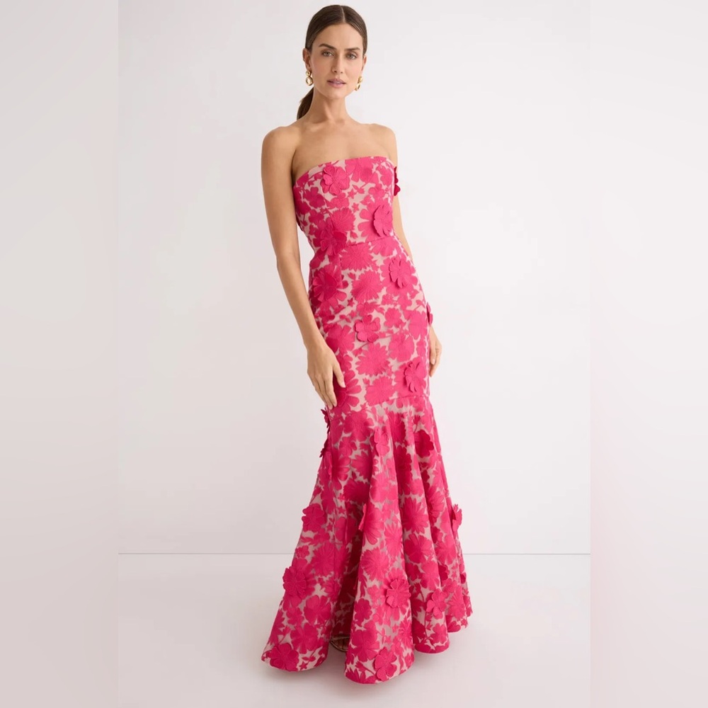 Helsi Jessica Floral Embroidered Gown Pink Wedding Guest Size XS